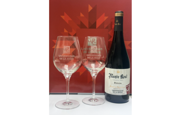 Caja de Vino con 1 Botella Crianza DOC Rioja y 2 Copas