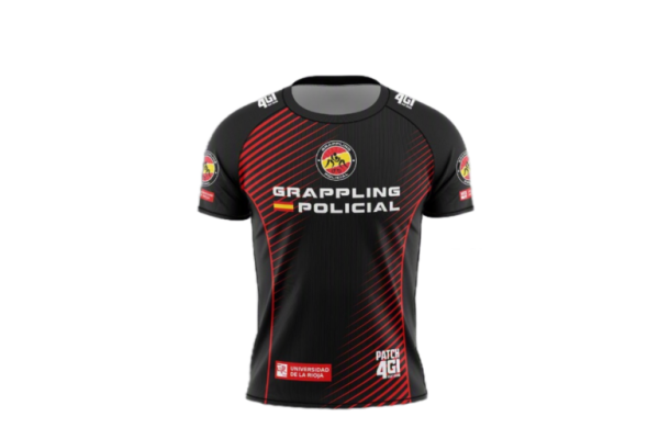 Proyecto Cambiar tamaño de imagen - 19 de noviembre de 2025, 09.11.54 Camiseta Grappling Policial roja